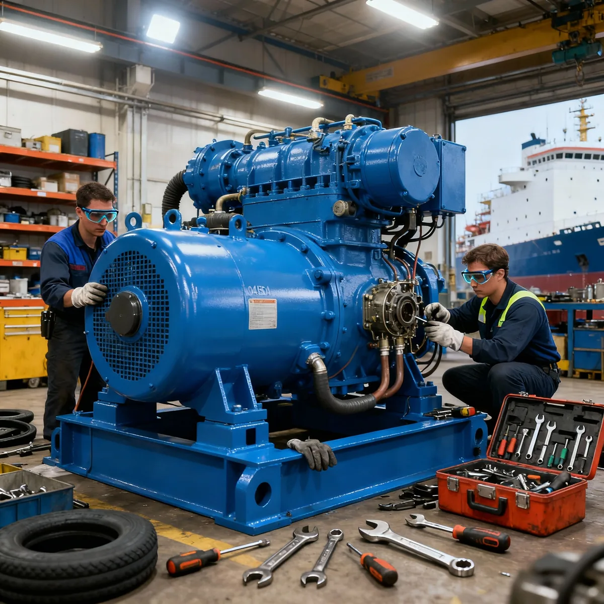 Ship compressor repair workshop in Al Hayl Industrial Area, Fujairah